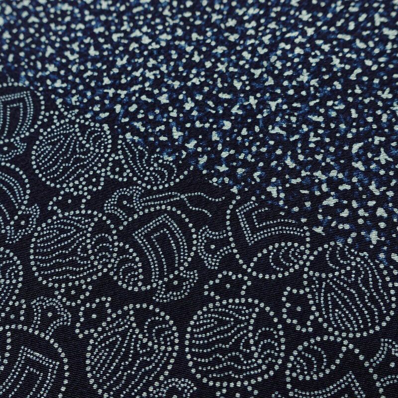 付け下げ しつけ糸付き 縮緬 正絹 古典柄 袷仕立て 身丈156.5cm 裄丈66.5cm リサイクル着物 着物 青・紺_画像8