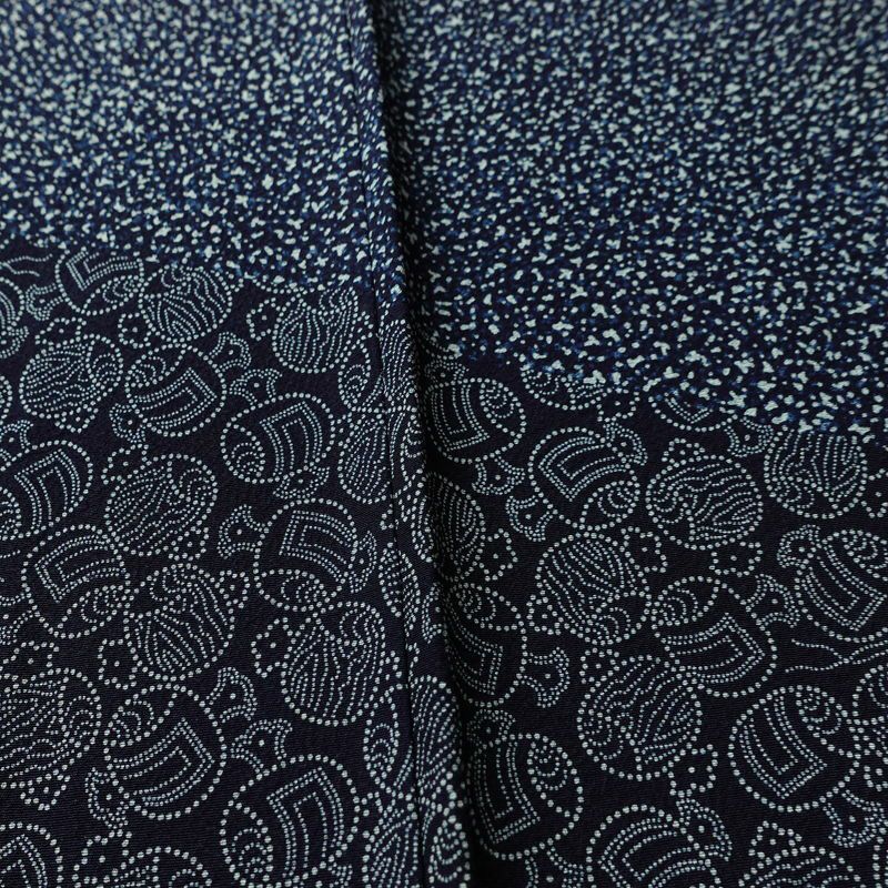 付け下げ しつけ糸付き 縮緬 正絹 古典柄 袷仕立て 身丈156.5cm 裄丈66.5cm リサイクル着物 着物 青・紺_画像12