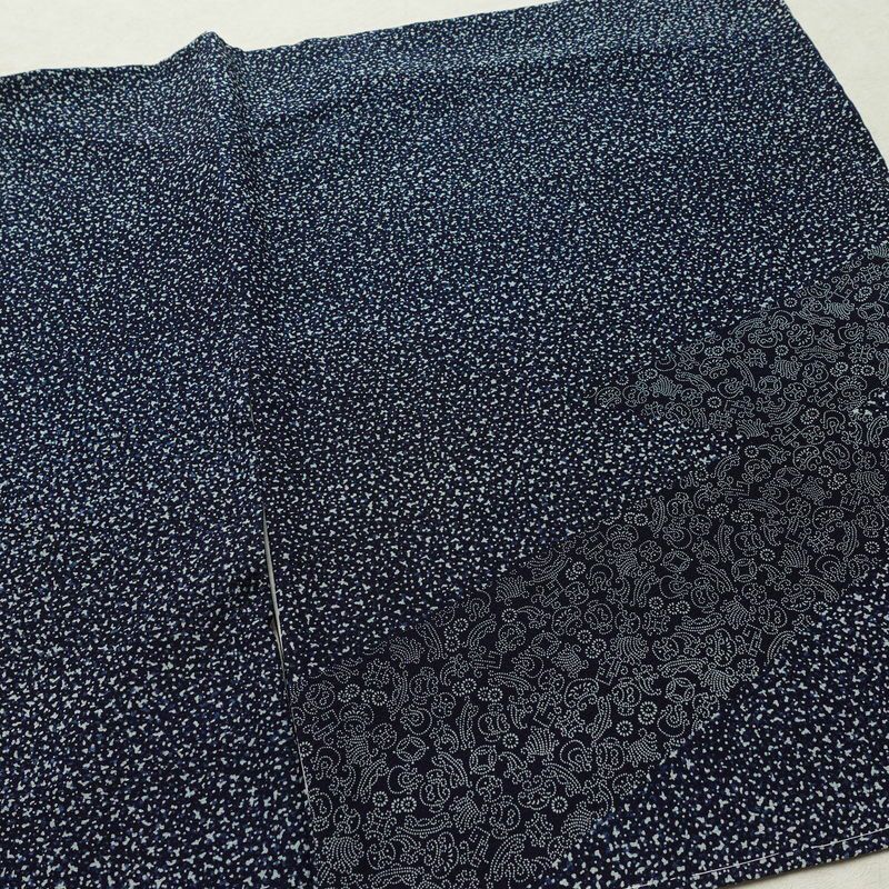 付け下げ しつけ糸付き 縮緬 正絹 古典柄 袷仕立て 身丈156.5cm 裄丈66.5cm リサイクル着物 着物 青・紺_画像14