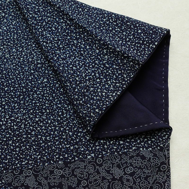 付け下げ しつけ糸付き 縮緬 正絹 古典柄 袷仕立て 身丈156.5cm 裄丈66.5cm リサイクル着物 着物 青・紺_画像15