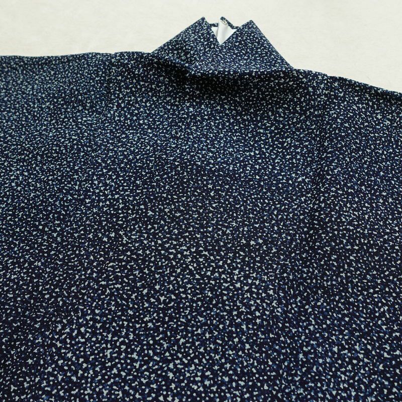 付け下げ しつけ糸付き 縮緬 正絹 古典柄 袷仕立て 身丈156.5cm 裄丈66.5cm リサイクル着物 着物 青・紺_画像17