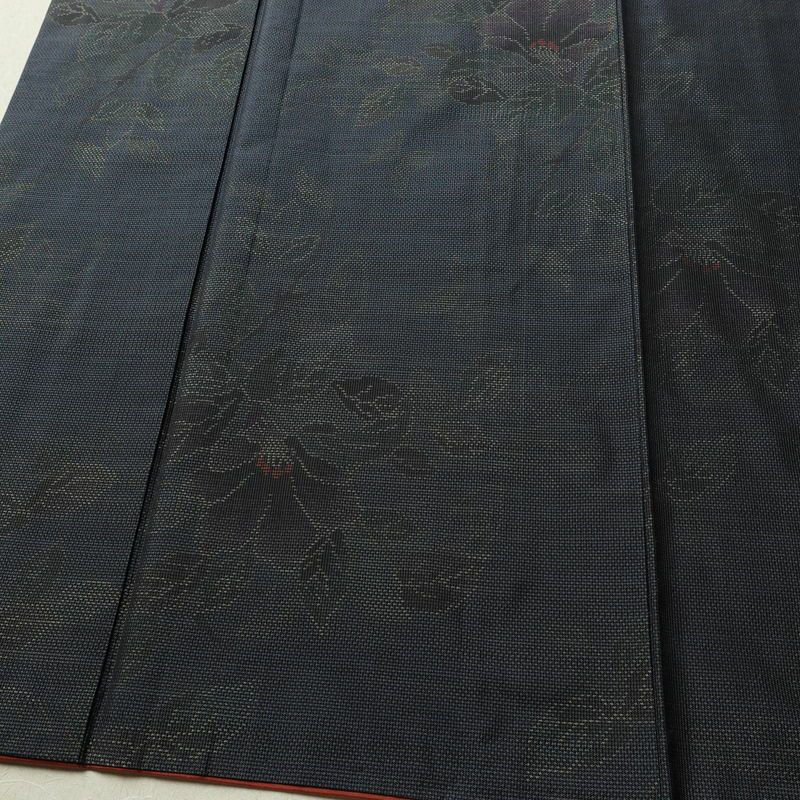 大島紬 証紙なし 正絹 花柄 袷仕立て 身丈161.5cm 裄丈64cm リサイクル着物 着物 青・紺_画像4