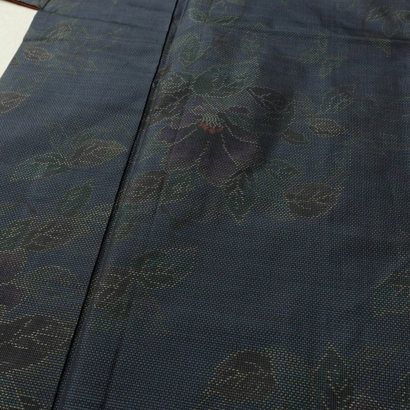 大島紬 証紙なし 正絹 花柄 袷仕立て 身丈161.5cm 裄丈64cm リサイクル着物 着物 青・紺_画像5