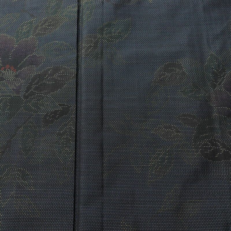 大島紬 証紙なし 正絹 花柄 袷仕立て 身丈161.5cm 裄丈64cm リサイクル着物 着物 青・紺_画像6