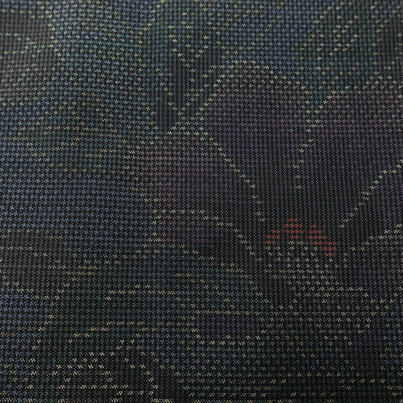 大島紬 証紙なし 正絹 花柄 袷仕立て 身丈161.5cm 裄丈64cm リサイクル着物 着物 青・紺_画像7