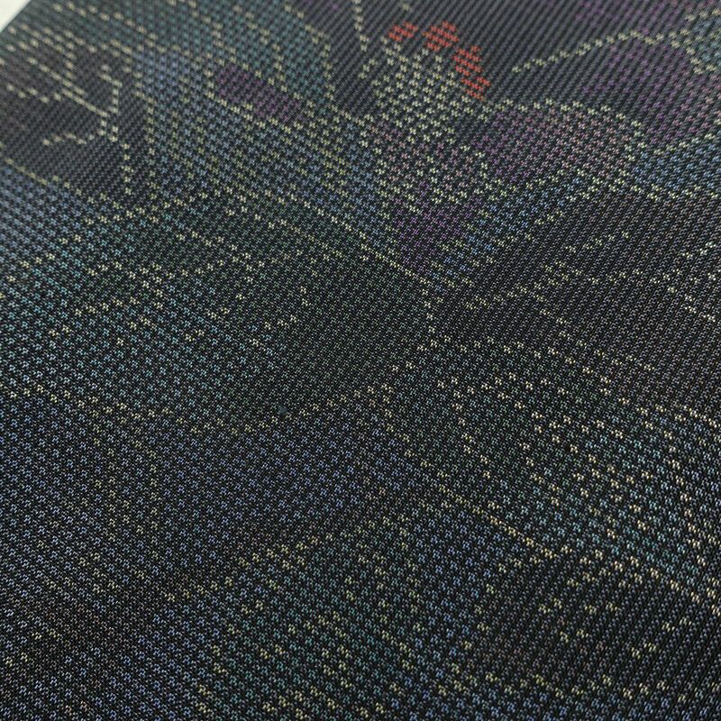 大島紬 証紙なし 正絹 花柄 袷仕立て 身丈161.5cm 裄丈64cm リサイクル着物 着物 青・紺_画像8