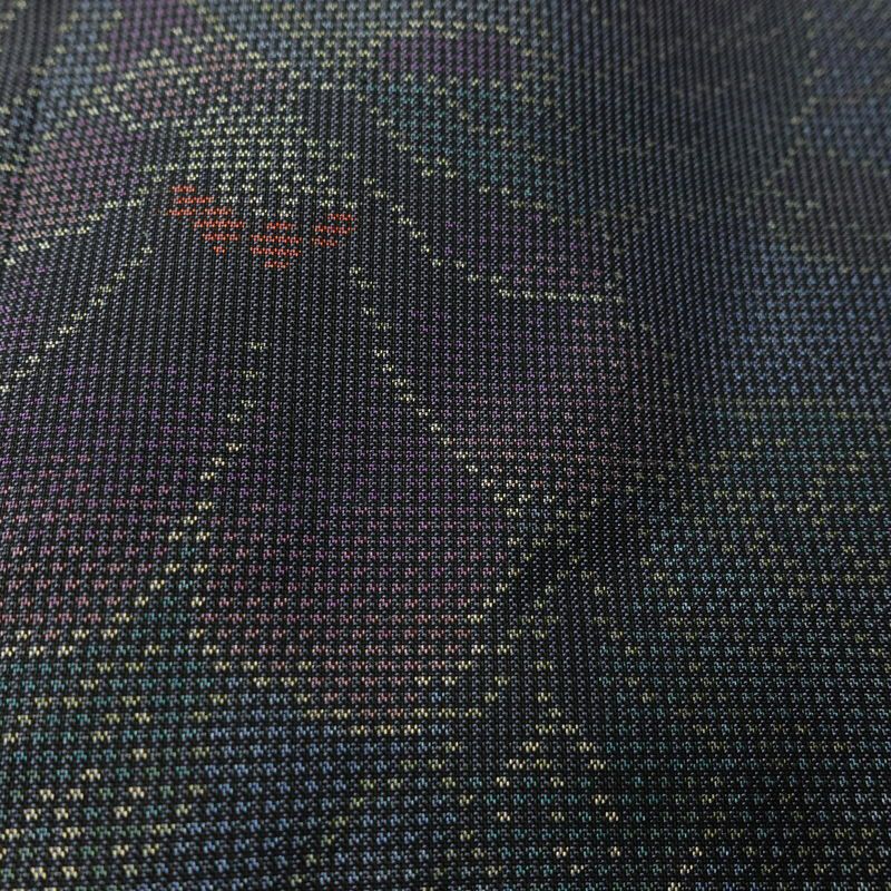 大島紬 証紙なし 正絹 花柄 袷仕立て 身丈161.5cm 裄丈64cm リサイクル着物 着物 青・紺_画像10