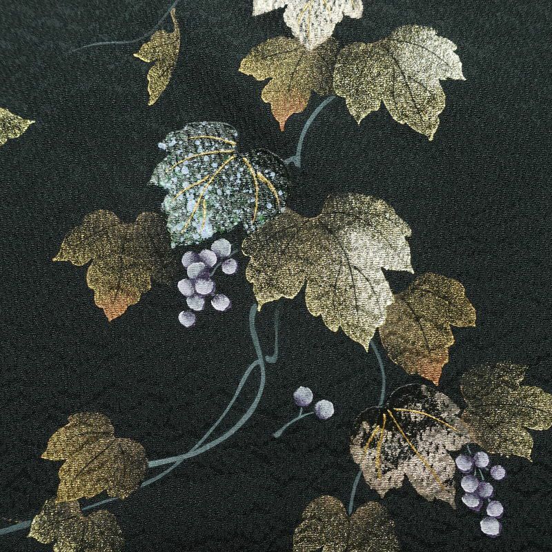 付け下げ 良品 正絹 木の葉・植物柄 袷仕立て 身丈166cm 裄丈68.5cm リサイクル着物 着物 箔 金彩 入学式 卒業式 七五三 フォーマル 緑・うぐいす色_画像14