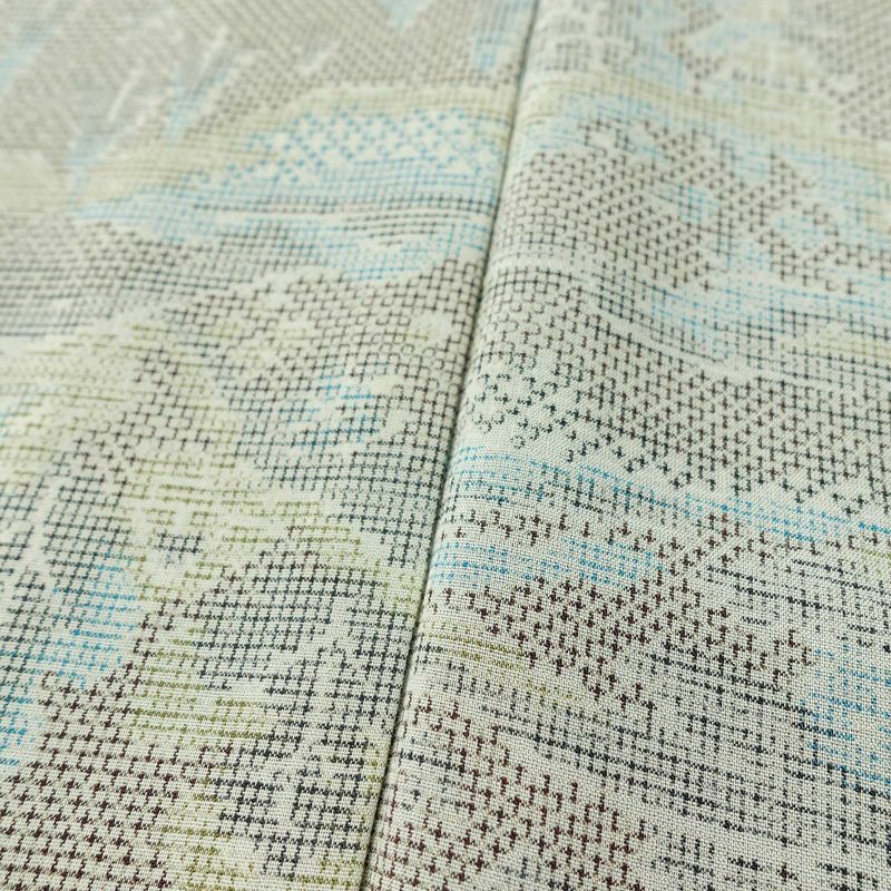 単衣 紬 バチ衿仕立て 混紡 風景柄 単衣仕立て 身丈146cm 裄丈60.5cm リサイクル着物 着物 多色使い_画像9