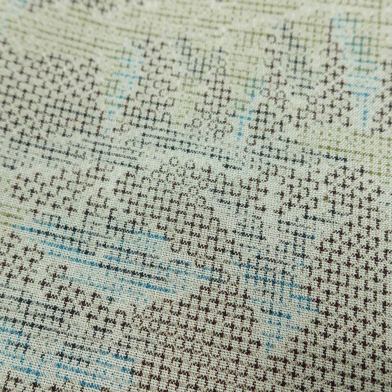 単衣 紬 バチ衿仕立て 混紡 風景柄 単衣仕立て 身丈146cm 裄丈60.5cm リサイクル着物 着物 多色使い_画像10