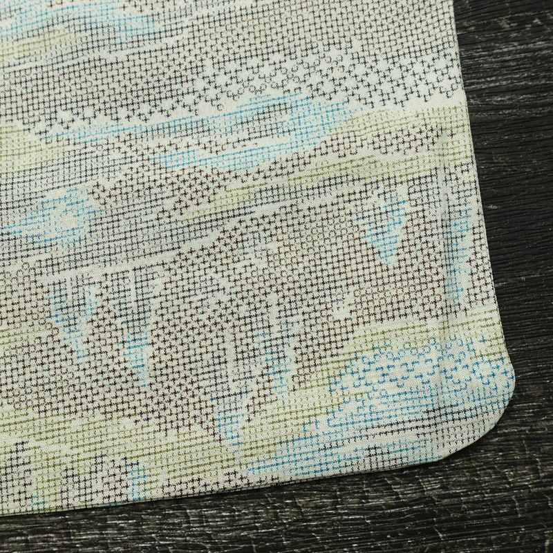 単衣 紬 バチ衿仕立て 混紡 風景柄 単衣仕立て 身丈146cm 裄丈60.5cm リサイクル着物 着物 多色使い_画像15