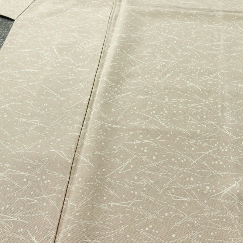 小紋 縮緬 正絹 木の葉・植物柄 袷仕立て 身丈161.5cm 裄丈66cm リサイクル着物 着物 ベージュ_画像5