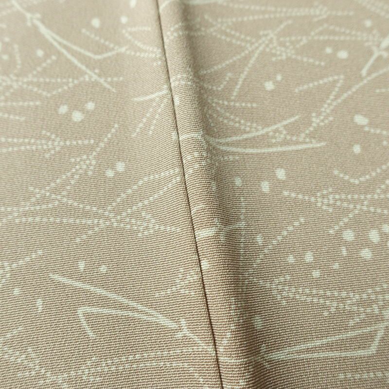 小紋 縮緬 正絹 木の葉・植物柄 袷仕立て 身丈161.5cm 裄丈66cm リサイクル着物 着物 ベージュ_画像8