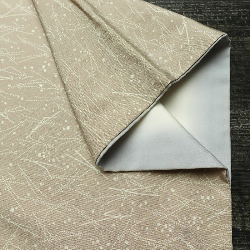 小紋 縮緬 正絹 木の葉・植物柄 袷仕立て 身丈161.5cm 裄丈66cm リサイクル着物 着物 ベージュ_画像15