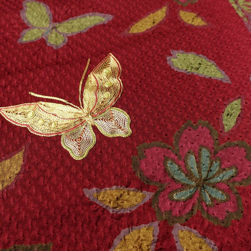 振袖 絞り 金駒刺繍 正絹 蝶・昆虫柄 袷仕立て 身丈167cm 裄丈69cm リサイクル着物 着物 金彩 成人式 二十歳 二十歳の集い フォーマル 紫・藤色_画像9