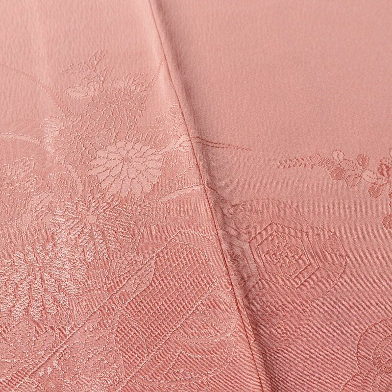 付け下げ 美品 しつけ糸付き 色無地絵羽付下 正絹 古典柄 袷仕立て 身丈154cm 裄丈63.5cm リサイクル着物 着物 入学式 卒業式 七五三 お宮参り フォーマル シンプル ピンク_画像12