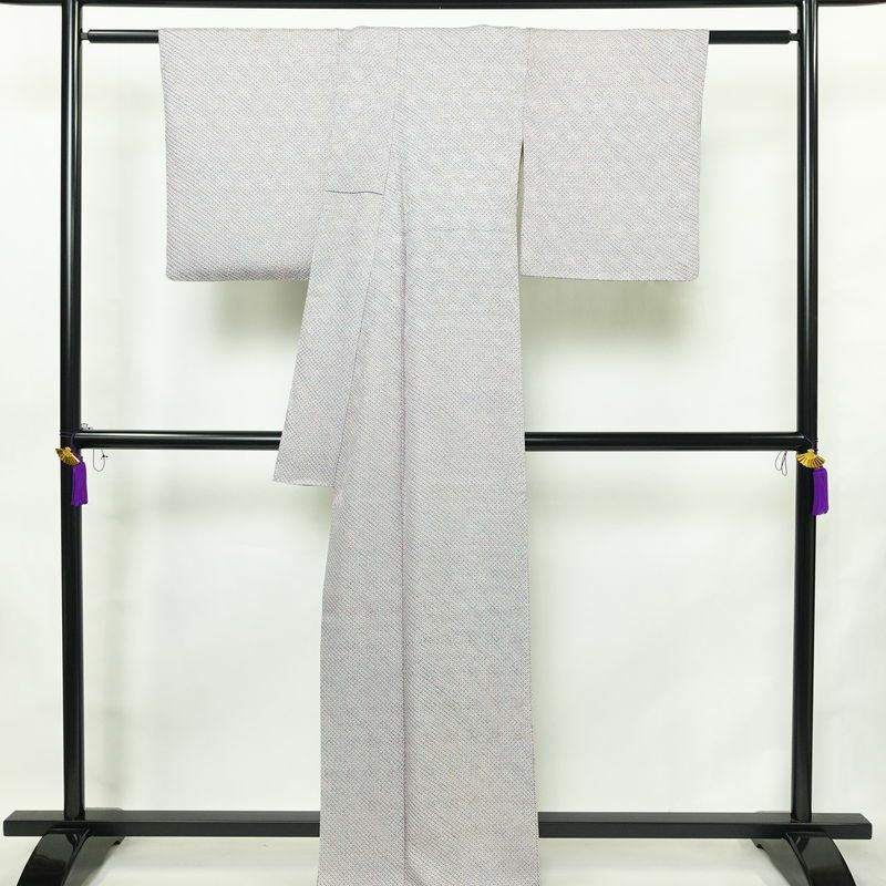 小紋 絞り 総絞り 正絹 古典柄 袷仕立て 身丈165cm 裄丈67.5cm リサイクル着物 着物 青・紺_画像2