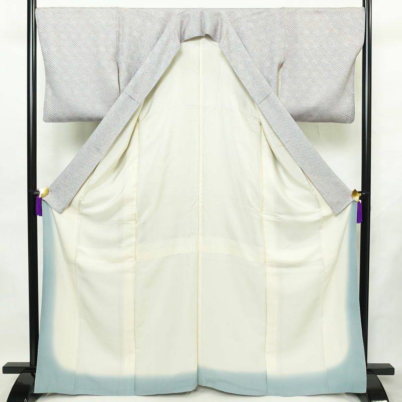 小紋 絞り 総絞り 正絹 古典柄 袷仕立て 身丈165cm 裄丈67.5cm リサイクル着物 着物 青・紺_画像3