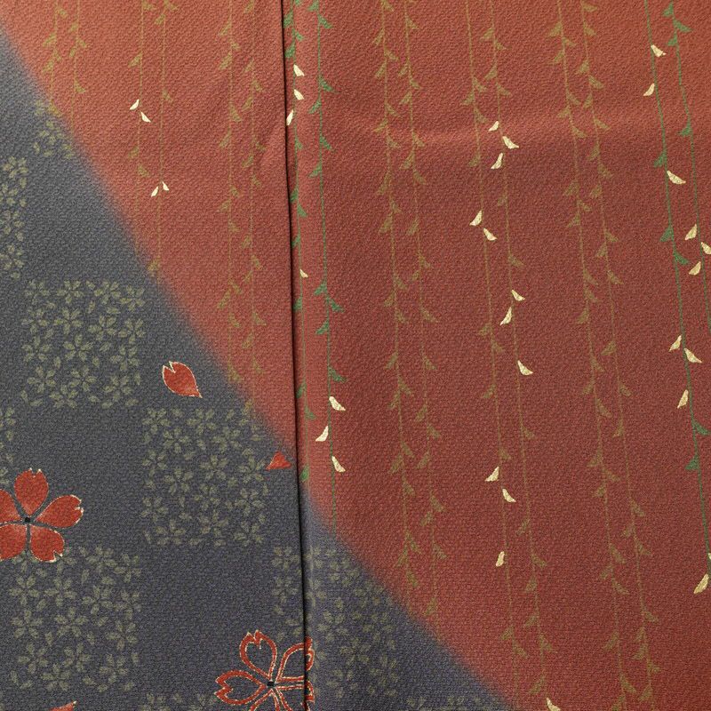 訪問着 良品 縮緬 正絹 花柄 袷仕立て 身丈159.5cm 裄丈65cm リサイクル着物 着物 箔 入学式 卒業式 七五三 お宮参り フォーマル 桜 茶_画像6