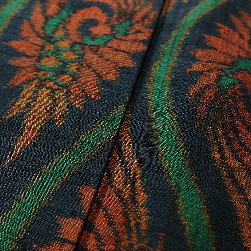 紬 バチ衿仕立て 正絹 古典柄 袷仕立て 身丈159.5cm 裄丈65cm リサイクル着物 一部しつけ糸付き 着物 青・紺_画像9