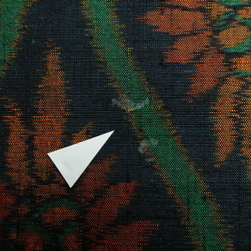 紬 バチ衿仕立て 正絹 古典柄 袷仕立て 身丈159.5cm 裄丈65cm リサイクル着物 一部しつけ糸付き 着物 青・紺_画像13