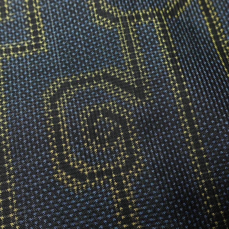 大島紬 正絹 幾何学柄・抽象柄 袷仕立て 身丈160cm 裄丈62.5cm リサイクル着物 着物 青・紺_画像8