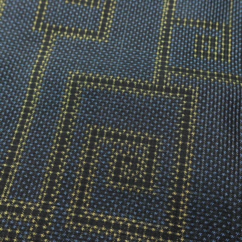 大島紬 正絹 幾何学柄・抽象柄 袷仕立て 身丈160cm 裄丈62.5cm リサイクル着物 着物 青・紺_画像9