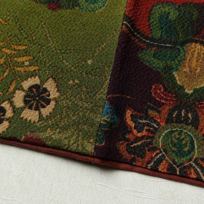 小紋 縮緬 総柄 正絹 幾何学柄・抽象柄 袷仕立て 身丈155cm 裄丈62.5cm リサイクル着物 着物 多色使い_画像12