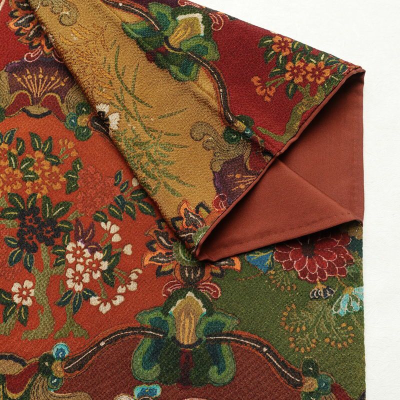 小紋 縮緬 総柄 正絹 幾何学柄・抽象柄 袷仕立て 身丈155cm 裄丈62.5cm リサイクル着物 着物 多色使い_画像14