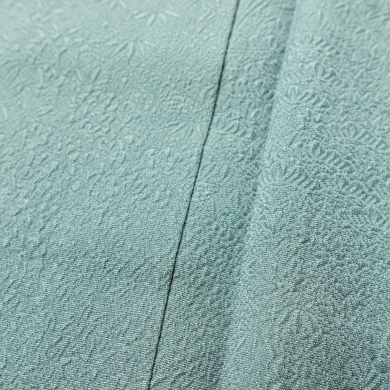 色無地 良品 毎田仁郎 落款入り 一つ紋付き 正絹 木の葉・植物柄 袷仕立て 身丈163cm 裄丈63cm リサイクル着物 一部しつけ糸付き 着物 入学式 卒業式 お茶会 七五三 お宮参り フォーマル 青・紺_画像8