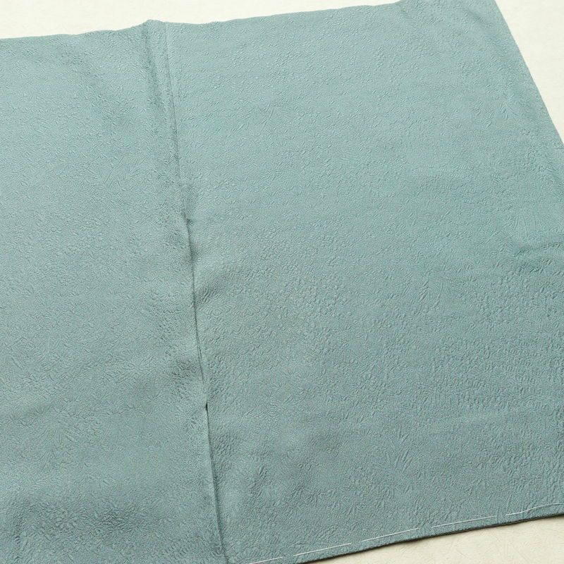 色無地 良品 毎田仁郎 落款入り 一つ紋付き 正絹 木の葉・植物柄 袷仕立て 身丈163cm 裄丈63cm リサイクル着物 一部しつけ糸付き 着物 入学式 卒業式 お茶会 七五三 お宮参り フォーマル 青・紺_画像13