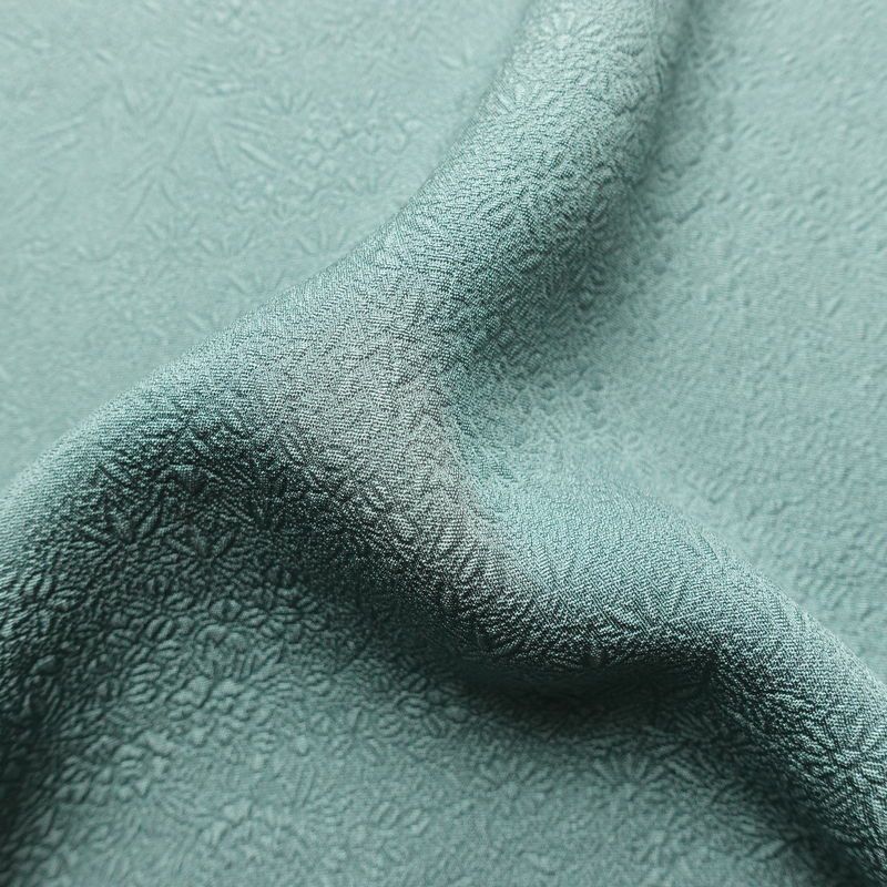 色無地 良品 毎田仁郎 落款入り 一つ紋付き 正絹 木の葉・植物柄 袷仕立て 身丈163cm 裄丈63cm リサイクル着物 一部しつけ糸付き 着物 入学式 卒業式 お茶会 七五三 お宮参り フォーマル 青・紺_画像20