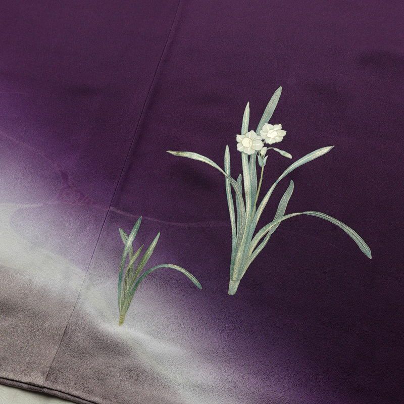 付け下げ 良品 落款入り 正絹 花柄 袷仕立て 身丈166.5cm 裄丈66.5cm リサイクル着物 着物 箔 金彩 入学式 卒業式 七五三 お宮参り フォーマル シンプル 水仙 紫・藤色_画像10