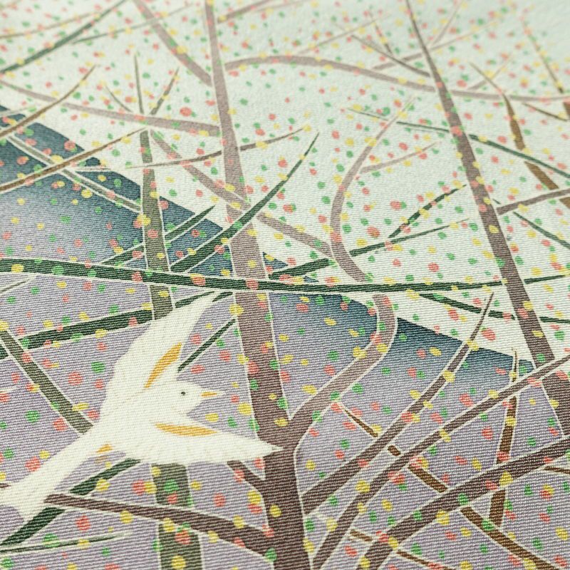 訪問着 落款入り 縮緬 一つ紋付き 正絹 風景柄 袷仕立て 身丈155cm 裄丈66cm リサイクル着物 着物 入学式 卒業式 七五三 お宮参り フォーマル 上品 青・紺_画像8