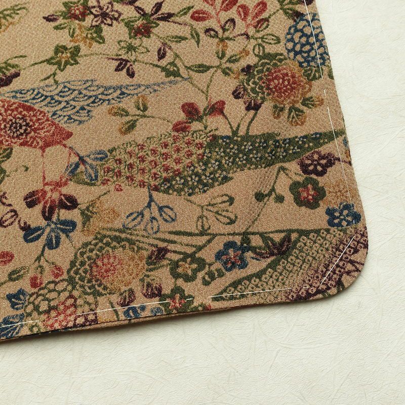 小紋 縮緬 正絹 古典柄 袷仕立て 身丈159cm 裄丈63cm リサイクル着物 一部しつけ糸付き 着物 松 菊 ベージュ_画像16