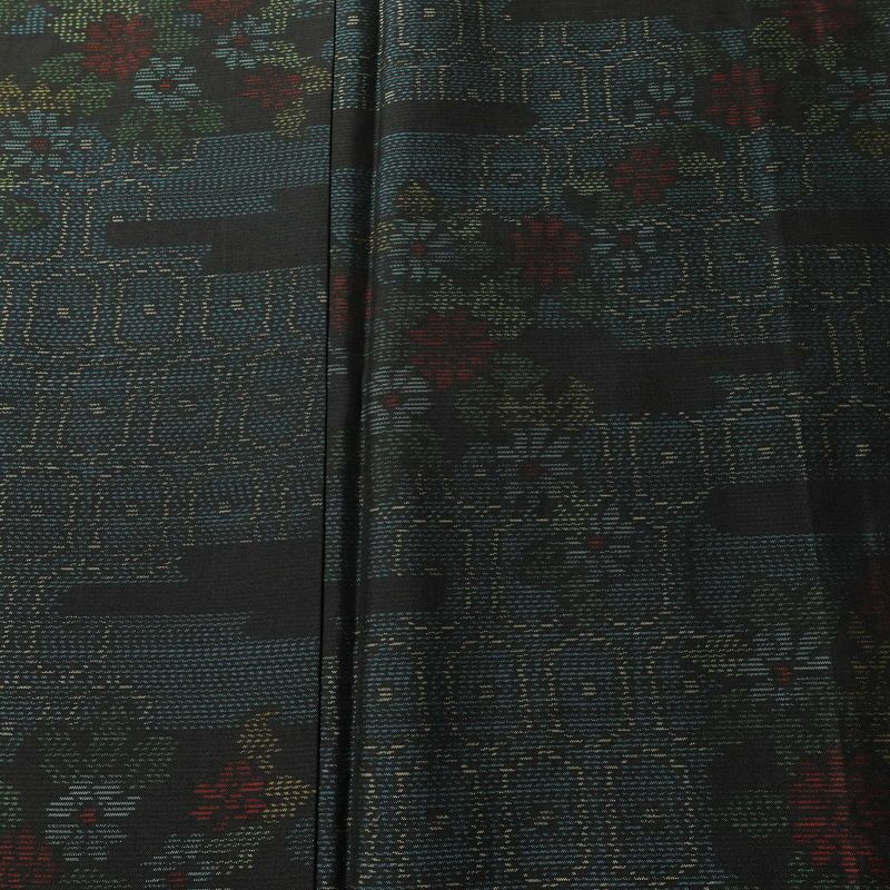 大島紬 証紙なし 正絹 花柄 袷仕立て 身丈155cm 裄丈63cm リサイクル着物 着物 青・紺_画像6