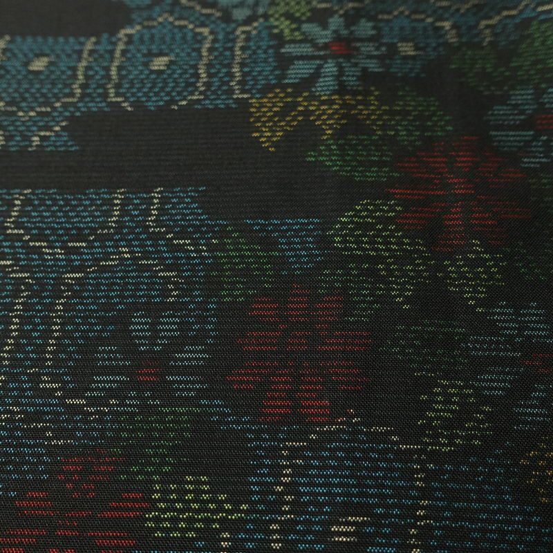 大島紬 証紙なし 正絹 花柄 袷仕立て 身丈155cm 裄丈63cm リサイクル着物 着物 青・紺_画像8