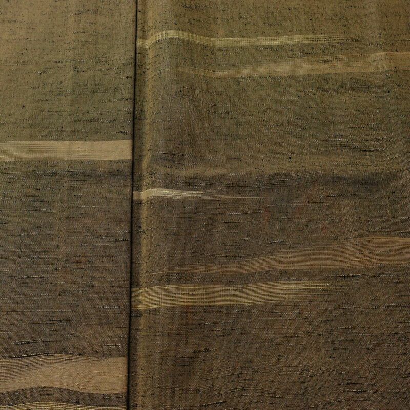 単衣 紬 バチ衿仕立て 正絹 縞柄・線柄 単衣仕立て 身丈149cm 裄丈62cm リサイクル着物 着物 モダン 紬着物 黄・黄土色_画像6