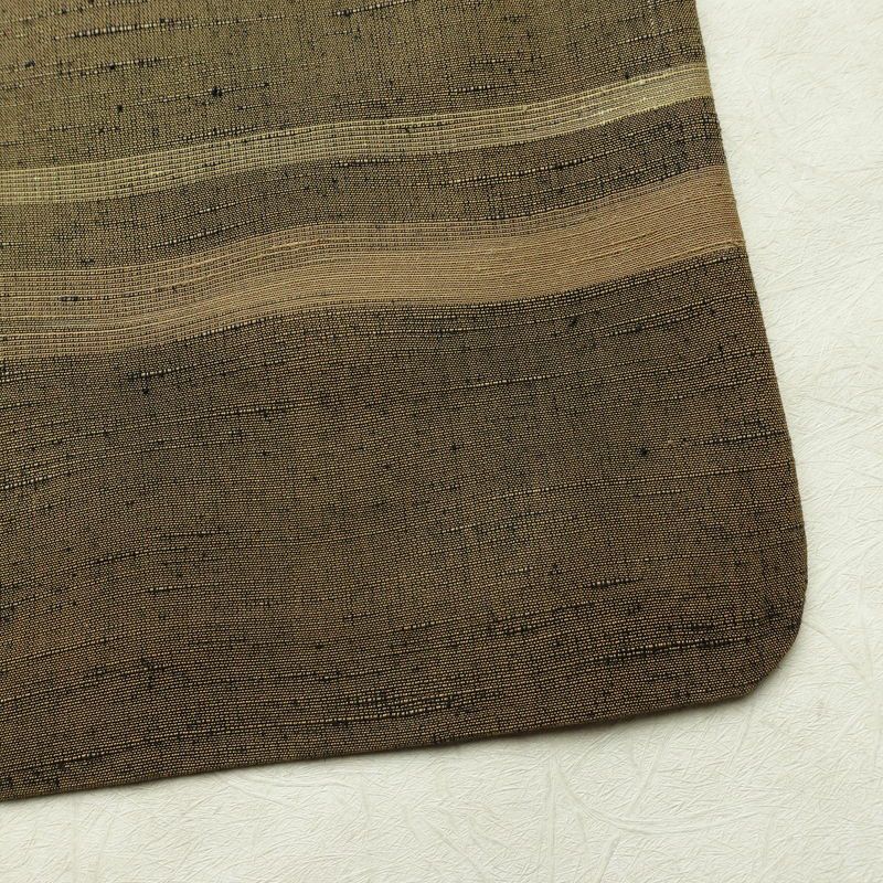 単衣 紬 バチ衿仕立て 正絹 縞柄・線柄 単衣仕立て 身丈149cm 裄丈62cm リサイクル着物 着物 モダン 紬着物 黄・黄土色_画像16