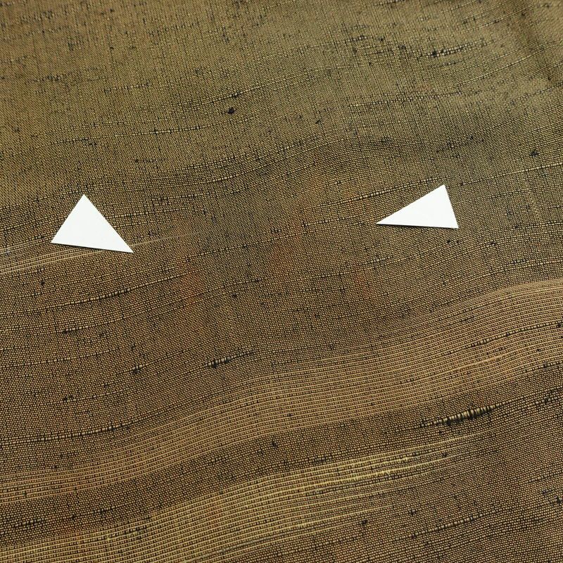 単衣 紬 バチ衿仕立て 正絹 縞柄・線柄 単衣仕立て 身丈149cm 裄丈62cm リサイクル着物 着物 モダン 紬着物 黄・黄土色_画像21