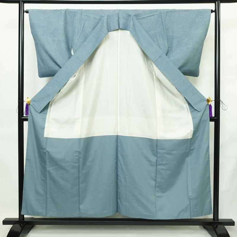 小紋 江戸小紋 混紡 古典柄 袷仕立て 身丈155.5cm 裄丈65.5cm リサイクル着物 着物 青・紺_画像3