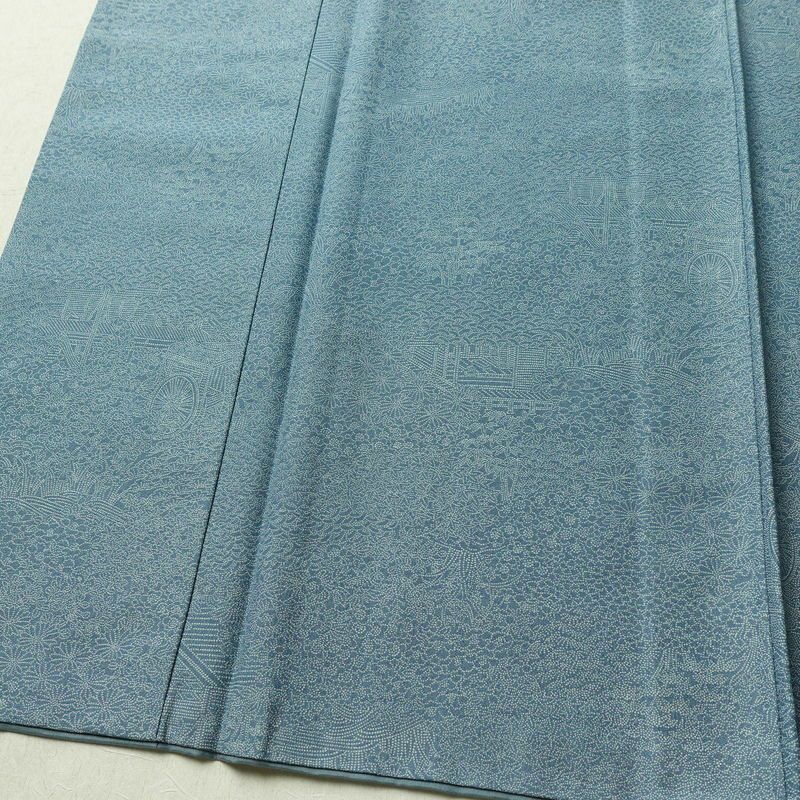 小紋 江戸小紋 混紡 古典柄 袷仕立て 身丈155.5cm 裄丈65.5cm リサイクル着物 着物 青・紺_画像4