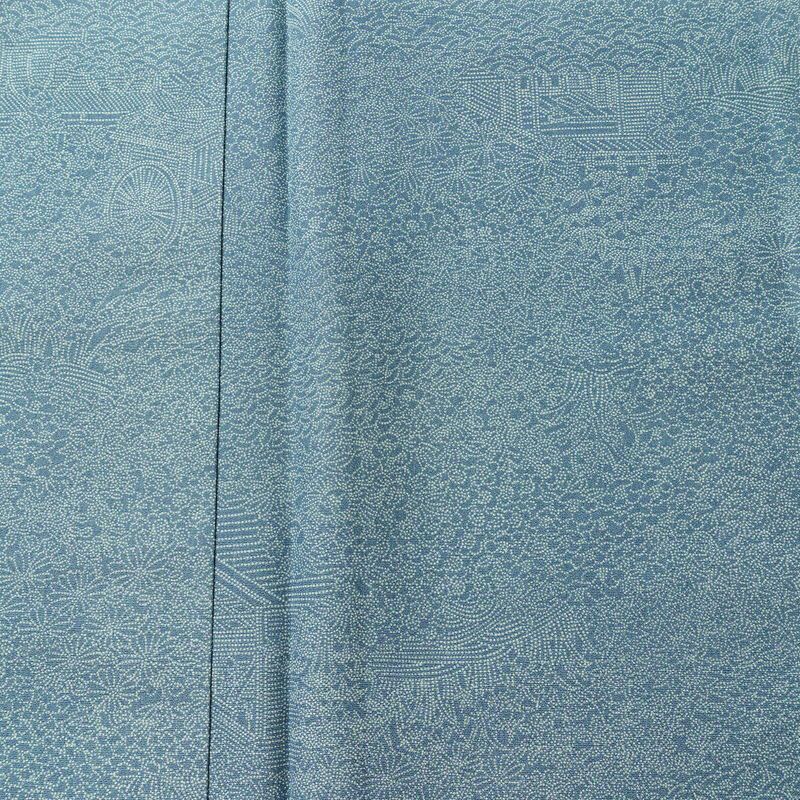 小紋 江戸小紋 混紡 古典柄 袷仕立て 身丈155.5cm 裄丈65.5cm リサイクル着物 着物 青・紺_画像6