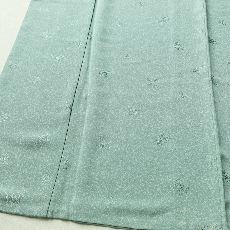 小紋 正絹 きもの志麻 木の葉・植物柄 袷仕立て 身丈161.5cm 裄丈64.5cm リサイクル着物 着物 シンプル ブルーグリーン 緑・うぐいす色_画像4