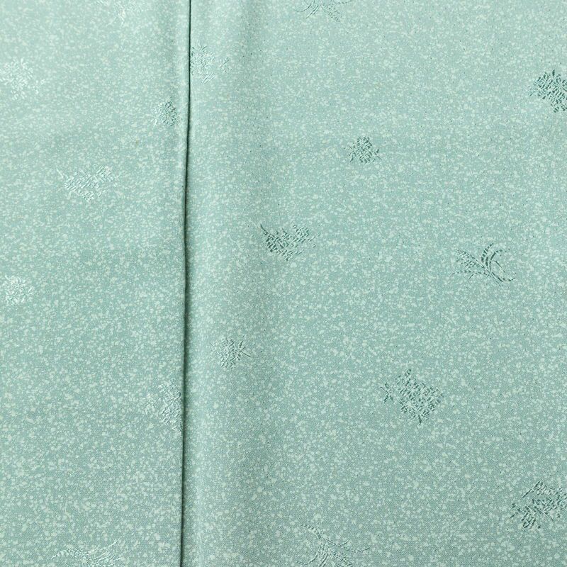 小紋 正絹 きもの志麻 木の葉・植物柄 袷仕立て 身丈161.5cm 裄丈64.5cm リサイクル着物 着物 シンプル ブルーグリーン 緑・うぐいす色_画像5