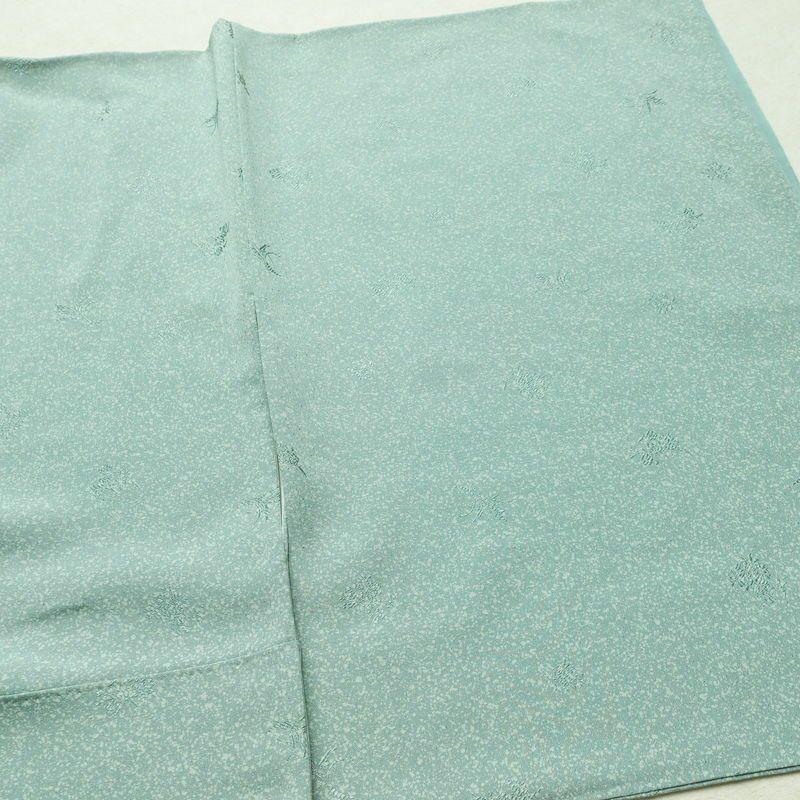 小紋 正絹 きもの志麻 木の葉・植物柄 袷仕立て 身丈161.5cm 裄丈64.5cm リサイクル着物 着物 シンプル ブルーグリーン 緑・うぐいす色_画像12