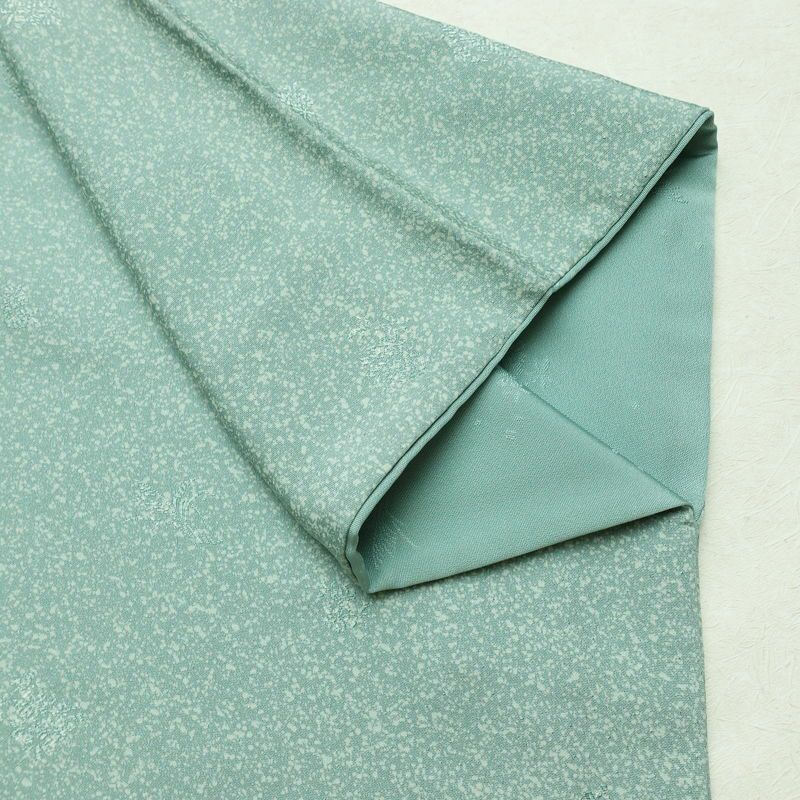 小紋 正絹 きもの志麻 木の葉・植物柄 袷仕立て 身丈161.5cm 裄丈64.5cm リサイクル着物 着物 シンプル ブルーグリーン 緑・うぐいす色_画像13