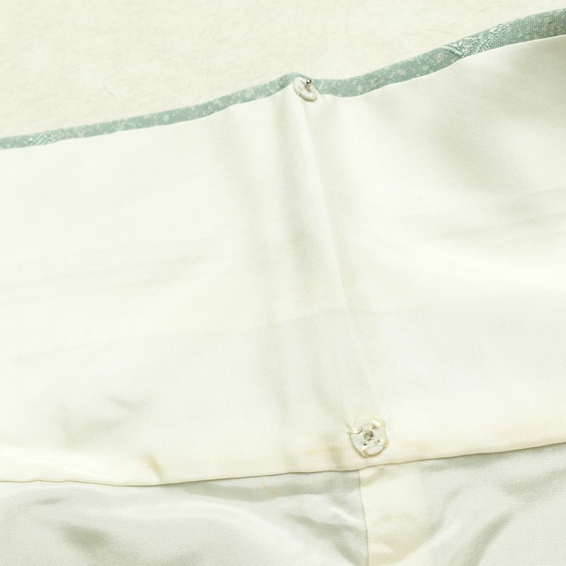 小紋 正絹 きもの志麻 木の葉・植物柄 袷仕立て 身丈161.5cm 裄丈64.5cm リサイクル着物 着物 シンプル ブルーグリーン 緑・うぐいす色_画像19