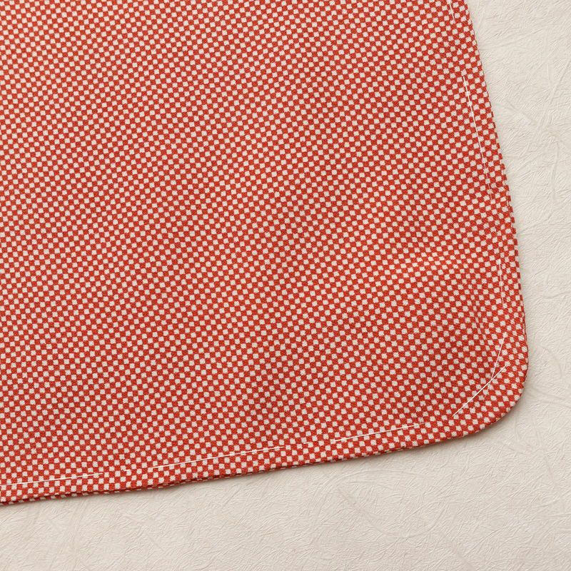 小紋 良品 しつけ糸付き バチ衿仕立て 正絹 チェック・格子柄 袷仕立て 身丈161.5cm 裄丈64.5cm リサイクル着物 着物 カジュアル 赤・朱_画像13