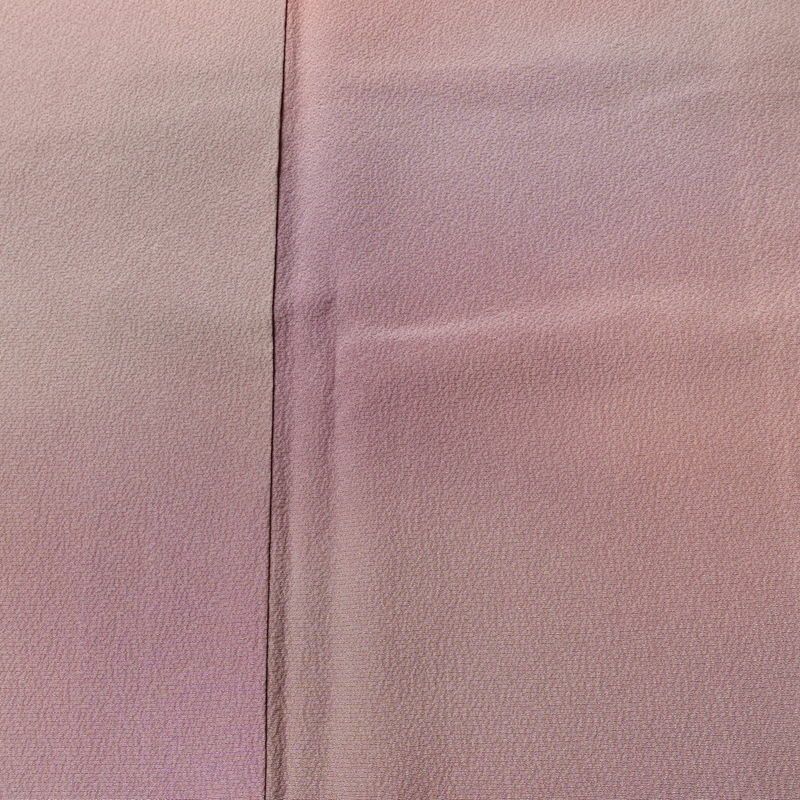 小紋 斉藤三才 落款入り 縮緬 一つ紋付き 正絹 その他の柄 袷仕立て 身丈155cm 裄丈64cm リサイクル着物 着物 紫・藤色_画像6